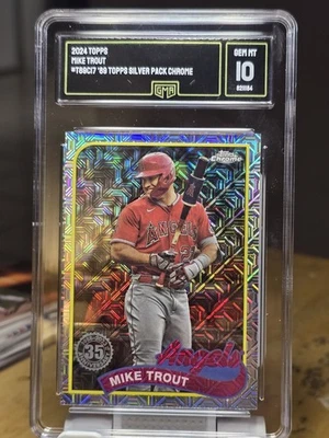 2024 Topps Series 1 - 1989 Topps Chrome Silver Pack #T89C-17 Mike Trout GMA 10 - Image 1 of 2