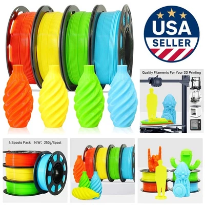 Eco-Friendly 1.75mm PLA Filament 4-Pack: Yellow, Orange, Green & Blue - Image 1 of 4