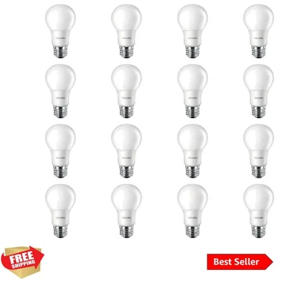 Paquete de 16 bombillas LED A19 esmeriladas - 800 lúmenes blanco suave, larga vida útil y ahorro de energía Foto 1 de 4