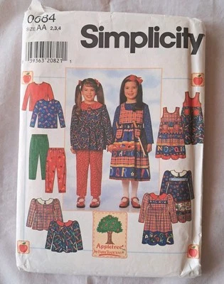 Simplicity Pattern 0684 Girls Size 2 3 4 Dress Tunic Jumper Pants Top (K) - Image 1 of 3