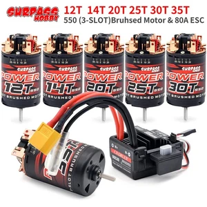 Surpass Hobby 550 3-Solt 12T ~ 35T Brushed Motor w/80A ESC for 1/10 1/12 RC Car - Picture 1 of 22