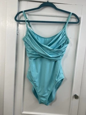 Tommy Bahama Swimsuit Woman's Size 10 Blue One Piece Wrap Front Underwire - Image 1 of 4