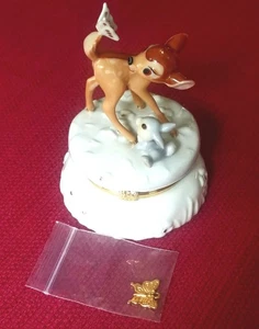 Disney Lenox Bambi Fawn 60th Anniv Treasure Trinket Box Thumper Butterfly Charm - Picture 1 of 10
