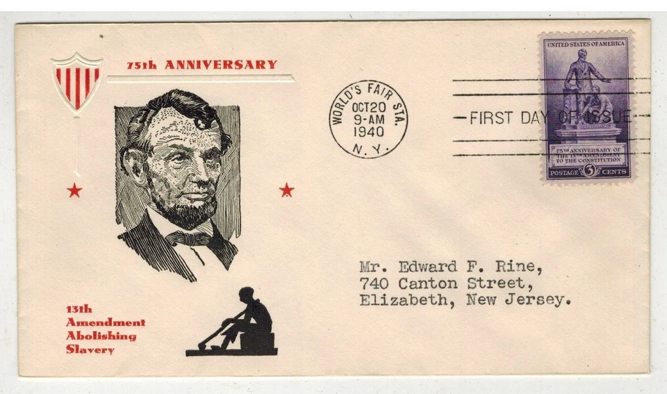 1940 ABE LINCOLN 902-9 EMBOSSED PAPERCRAFT FDC WORLD'S FAIR STATION NY - Image 1 of 1