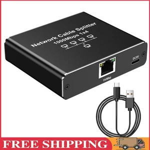Rozdzielacz 1 do 4 RJ45 z kablem zasilającym USB 1000 Mbps High Speed do kabla Cat6/7/8 - Zdjęcie 1 z 11