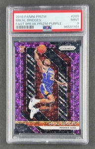 Mikal Bridges 2018 Panini Prizm Fast Break Purple /75 RC #289 PSA 9 MINT - Picture 1 of 2
