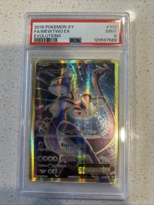 Pokemon XY Evolutions Mewtwo EX 2016 Full Art Ultra Rare Card 103/108 PSA 9 Mint - Image 1 of 2
