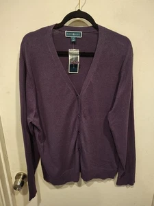 Karen Scott NWT Dark Purple Button Front Cardigan Sweater Sz XXL Preppy Academia - Picture 1 of 7