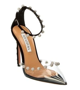 Aquazzura Secrets Plexi Pump 105 In Black SZ 38.5 NIB - Picture 1 of 11