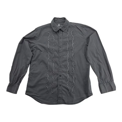 Helix Latin Style Gray Long Sleeve Shirt With Embroidered Front Mens Size Medium - Image 1 of 4