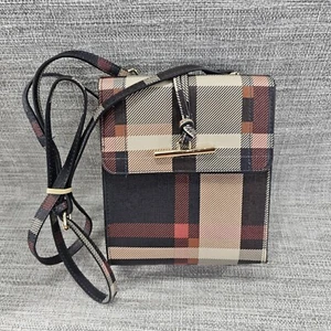 Crossbody Plaid Print Zip Around Bag Handbag Purse Adjustable Strap Small - Picture 1 of 13