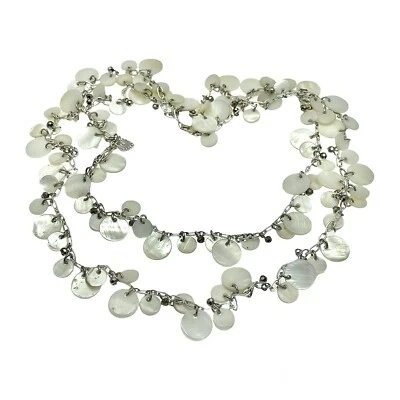 Collar colgante Stella and Dot TOUJOURS plateado cadena mop monedas moda Foto 1 de 4