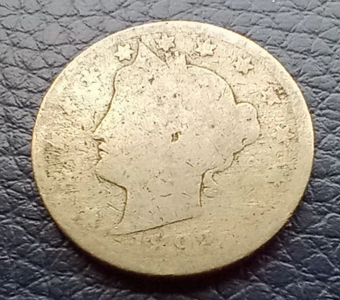1892 LIBERTY HEAD / V NICKEL - OLD US 5 CENT COIN - FREE SHIPPING Cover