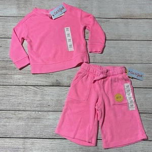Baby Girl Hot Pink Outfit Size 18 Months. NWT! Sweatshirt And Wide Leg Pants. - Picture 1 of 14