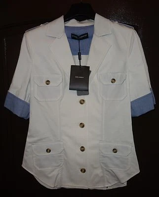 CAMISA TOP MANGA CORTA DOLCE & GABBANA Blanca Talla 40 IT NUEVA Foto 1 de 3