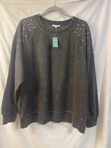 Maurice’s Women’s Grey Stud Embellished Pullover Sweatshirt Size Large - Picture 1 of 2