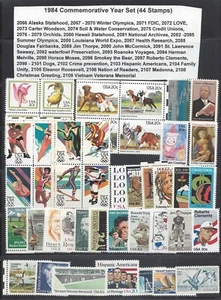 1984 Commemorative Year Set of 44 MNH Stamps  - Picture 1 of 2