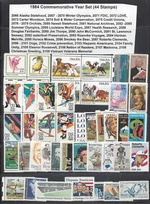 1984 Commemorative Year Set of 44 MNH Stamps  - Image 1 of 2