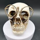 Vintage Ceramic Skull Ashtray with Round Glasses
