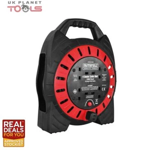 Faithfull XMS2210CABLE 10m 13A 4 Sockets Semi Enclosed Cable Reel 240V - Picture 1 of 1