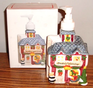 Santa's Workshop Christmas Lotion / Soap Dispenser Ceramic - NEW IN BOX - Picture 1 of 3