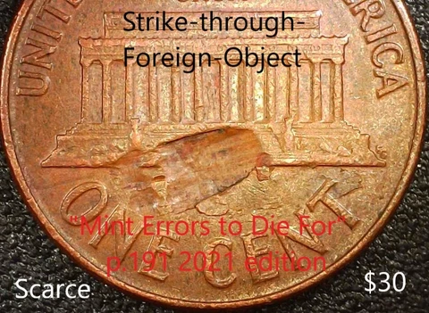 1962-D Lincoln Memorial Cent Error Strike-through-Foreign-Object (Read)* P245B Cover