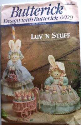 BUTTERICK 6029 CRAFT PATTERN BUNNY HIDE A WAY   TO MAKE  CUT VINTAGE 1992 - Image 1 of 2