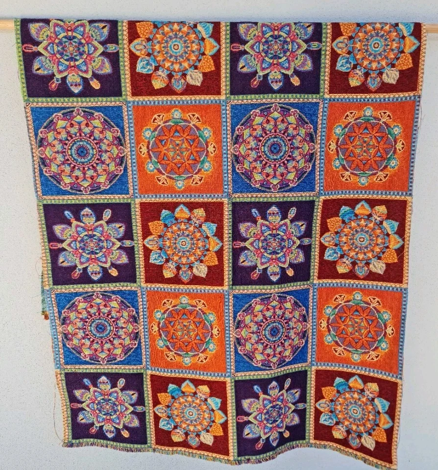 FABRIC REMNANT Mandala Boho Tapestry 140cm x 70cm Thick Craft Sewing DIY Fashion - Image 1 of 3