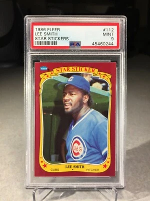 1986 Fleer Star Sticker Lee Smith #112 - PSA 9 - POP 3 (none graded higher) - Image 1 of 2