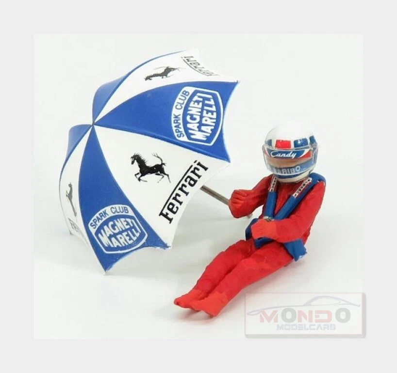 1:43 Brumm Figures Didier Pironi For Ferrari 126C2 F1 With Umbrella Red CH02U Mo - Immagine 1 di 2