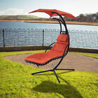 Hanging Hammock Chaise Lounger W/ Canopy Outdoor Swing Chair Patio Porch Orange