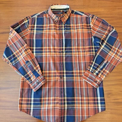 Arrow Dress Shirt Men's Medium Button-Down  Long Sleeve USA 1851 Orange Plaid - Image 1 of 4