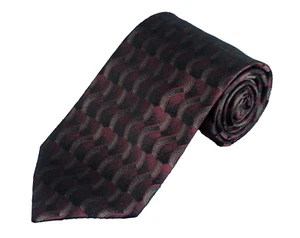 Platinum Designs Men's Tie Red & Brown Geometric Woven Silk Necktie 58 x 3.75 - Picture 1 of 4