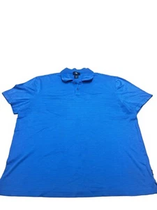 Calvin Klein Polo Shirt Men's XL Blue Striped Short Sleeve Quarter Buttons - Picture 1 of 5