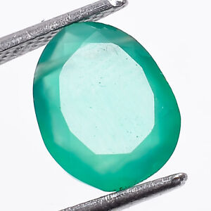 Green Chalcedony Oval Shape Cut Stone Drilled Gemstone 2.5 Ct. 11X9X5 mm A-20271