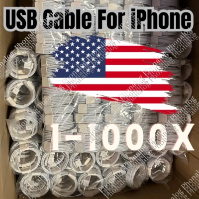 For Apple iPhone 5 6 7 8 SE X XR XS 11 12 13 14 USB Cable Charger Cord Wholesale - Image 1 of 4
