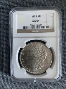 Coin 1882-S Morgan silver dollar-NGC MS 64 - Picture 1 of 4
