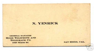 1910 Visitenkarte Home Telephone Co San Diego CA - Bild 1 von 1