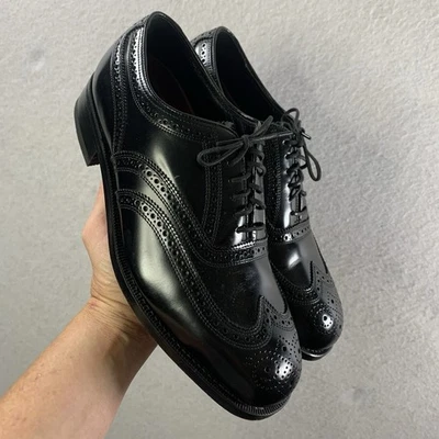 Zapatos de vestir Oxford Florsheim de cuero con punta de ala talla 8 negros brogue con cordones de colección Foto 1 de 4