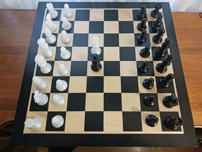 34 Piece Epoxy Chess Set on 21 in. House Of Staunton Chess Board - Image 1 of 4