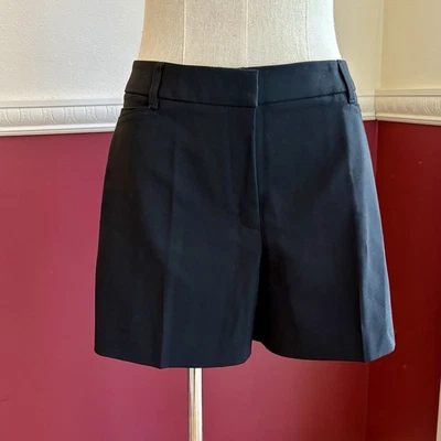 NEW White House Black Market Tailored Shorts Women’s 14 Black Cotton Blend Mid - Image 1 of 4