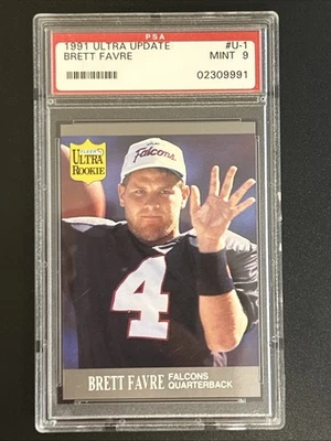 Fleer Ultra 1991 actualización Brett Favre novato #U-1 PSA 9 como nuevo patio Falcons Packers Foto 1 de 2
