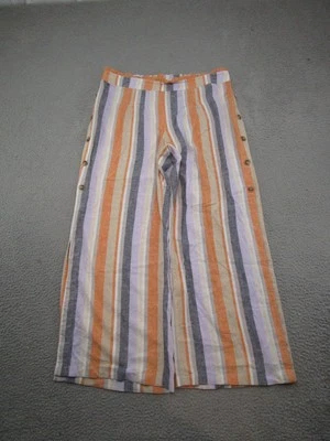 New York & Company Women’s Wide Leg Linen Blend Elastic Waist Striped Pants XL - Image 1 of 4