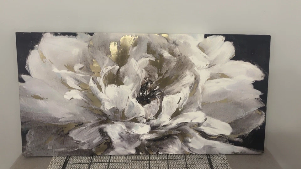 巨大墙面艺术客厅 100% 手绘花卉油画帆布... — 第 1/2 张图片