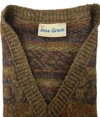 Jess Grant 100% Pure Wool Vtg Vest Earth/Fall Tones Made in Britain Unisex - Image 1 of 4