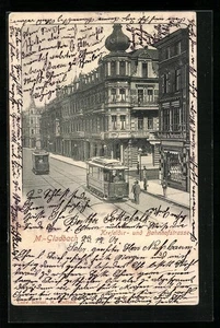 M.-Gladbach, Ansichtskarte, Krefelder- und Bahnhofstrasse mit Strassenbahnen - Picture 1 of 2