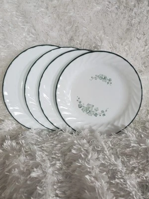 Platos de postre de ensalada Corelle Callaway 7" borde remolino blanco con adornos verdes e hiedra (4) Foto 1 de 3