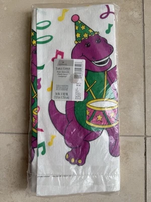 Cubierta de mesa de fiesta musical de colección Hallmark Barney The Dinosaur & Baby Bop 54"x102" Foto 1 de 2
