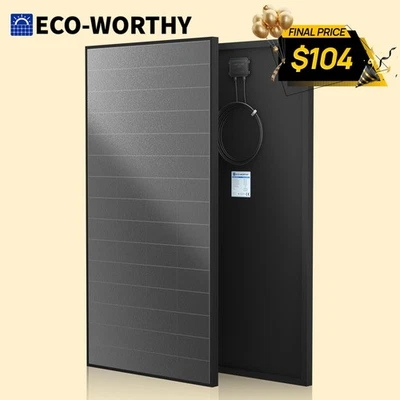 ECO-WORTHY 200W Solar Panel 25.2% High Efficiency All Black For Home RV - Image 1 of 4