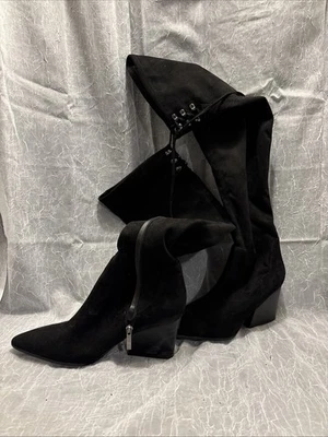 "Botas hasta la rodilla negras Kendall + Skylie talla 9,5 3"" tacones bloque/cuña" Foto 1 de 4